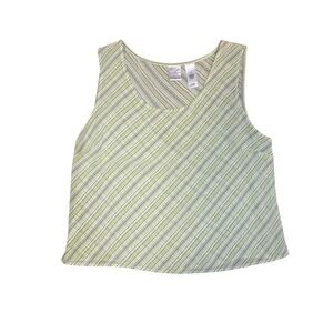 Vintage Y2K Diagonal Striped Green Tank 1X